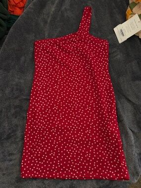Polka Dot One-Shoulder Mini Dress